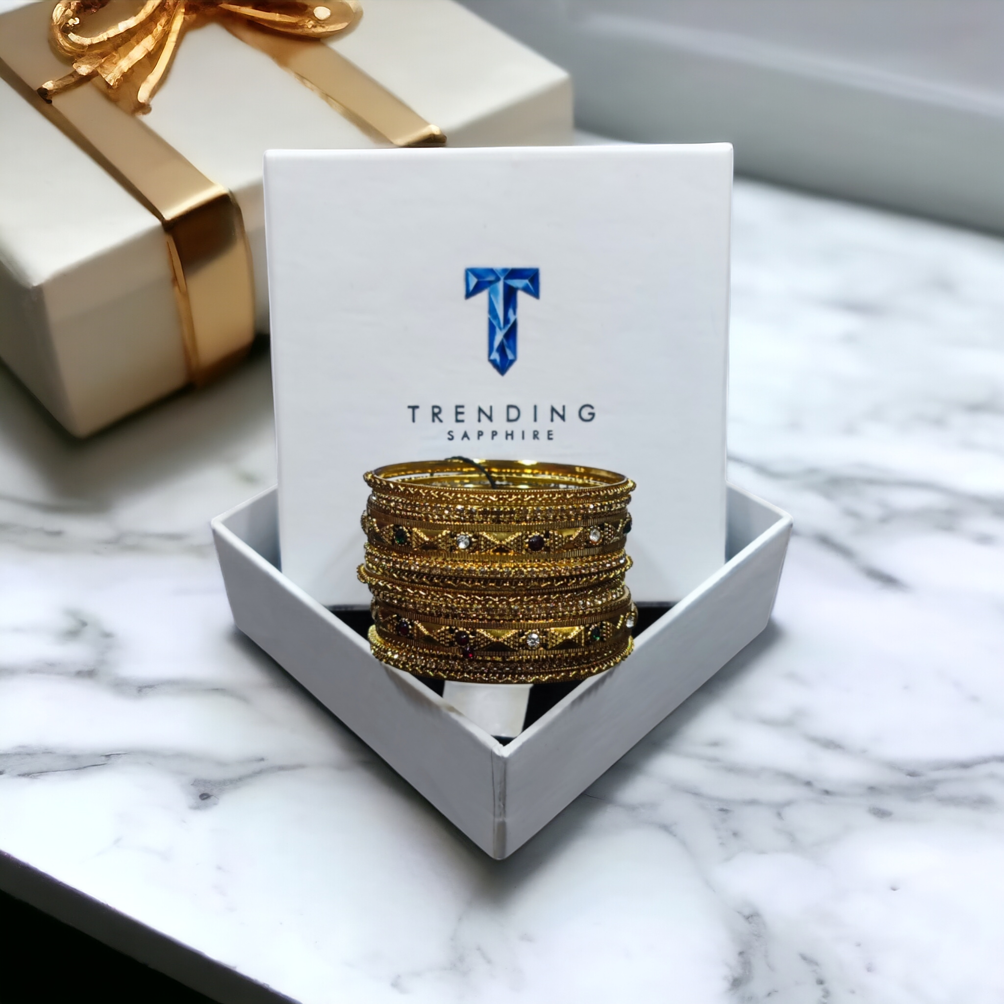 "Sapphire Elegance BANGLES- Timeless Artificial Jewelry" - TS COLLECTIONS