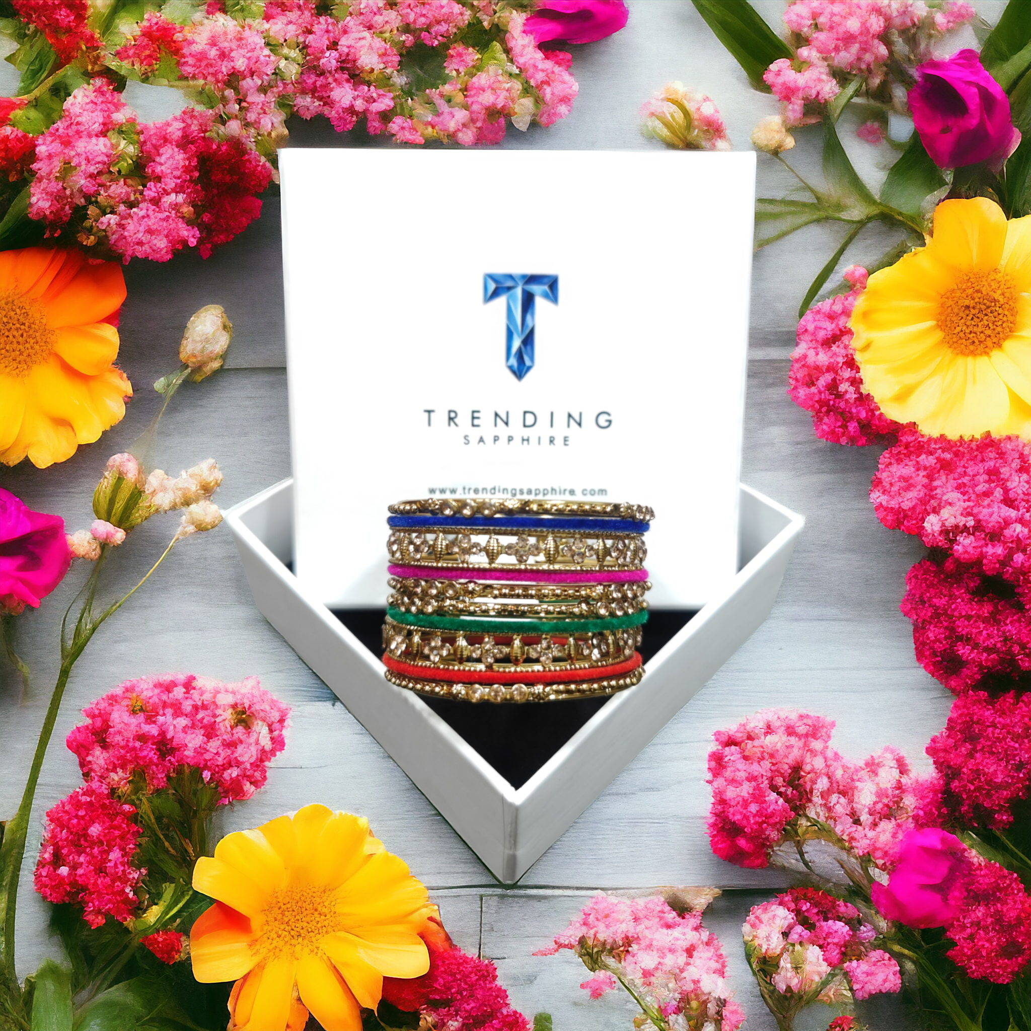 "Sapphire Elegance Bangles - Sprinkle's Artificial Jewelry" - TS COLLECTIONS